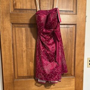 Morgan & Co. Strapless Fuschia Dress with Silver Embellishments